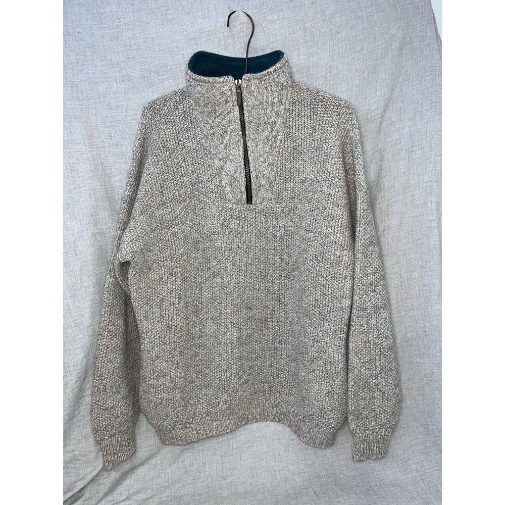 Vintage ALPS FINE APPAREL FOR MEN Wool Sweater 1/2 Zip Size Med Beige 90s Knit